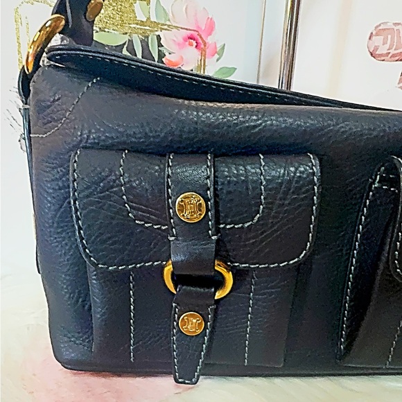 Celine shoulder Leather bag with gold-tone hardware and front buckle pocket - Picture 3 of 14